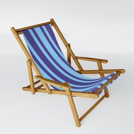 [ Thumbnail: Dark Slate Blue and Light Sky Blue Colored Lines Pattern Sling Chair ]