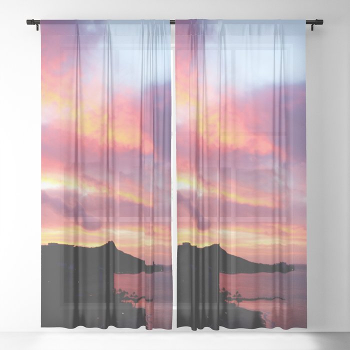 Beautiful Sunset Honolulu, Oahu Hawaii Sheer Curtain