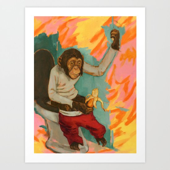 "Primitive Neurological Circuitry (Chimp on Toilet)" Art Print