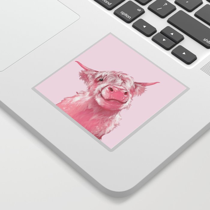 Highland Cow Pink Sticker