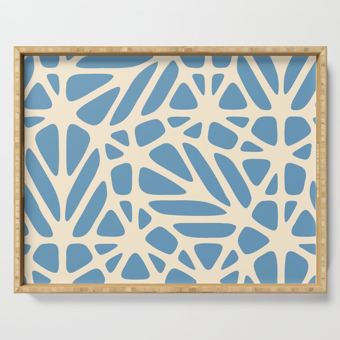 Abstract Modern Cell Pattern - Cerulean Frost and Papaya Whip Serving Tray