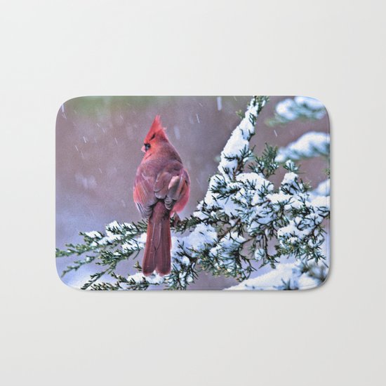 Winter Returns for the Cardinal Bath Mat