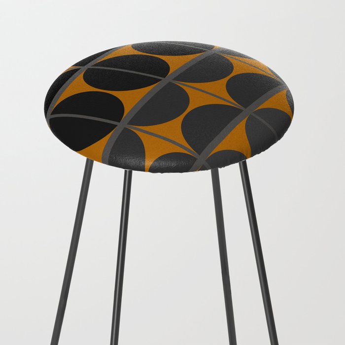 Black and Gray Gradient with Gold Squares and Half Circles Digital Illustration - Artwork Counter Stool