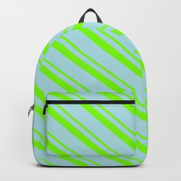 [ Thumbnail: Chartreuse & Powder Blue Colored Lined Pattern Backpack ]