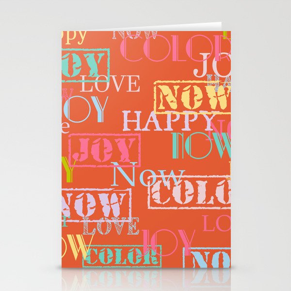 Enjoy The Colors -  Colorful modern abstract pattern on Coral Rose color                             Stationery Cards