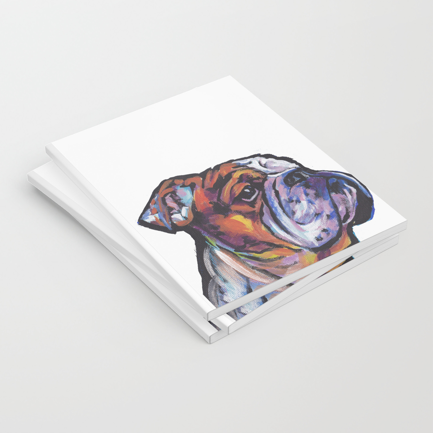 Fun English Bulldog Dog Portrait Bright Colorful Pop Art Painting