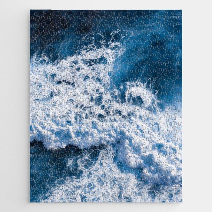 Dark Blue Ocean Waves With White Foam Jigsaw Puzzle