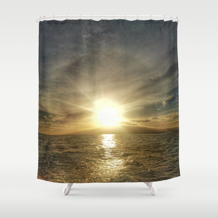 Sunset on Maui by boat Shower Curtain
