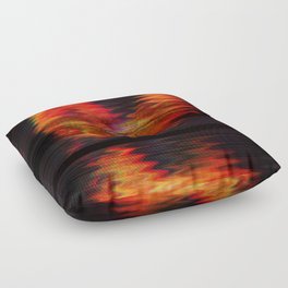 Digital fire red orange distortion effect Floor Pillow