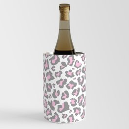 Pastel pink gray vector modern cheetah animal print Wine Chiller