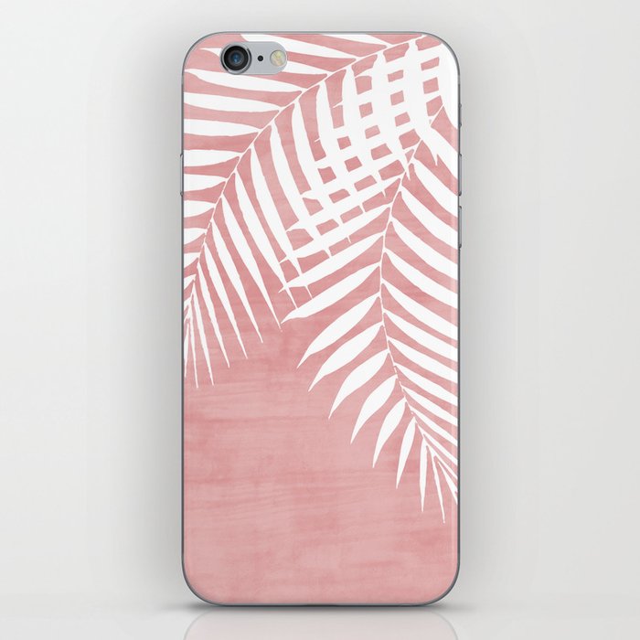 Pink Paint Stroke of Palm Leaves iPhone Skin