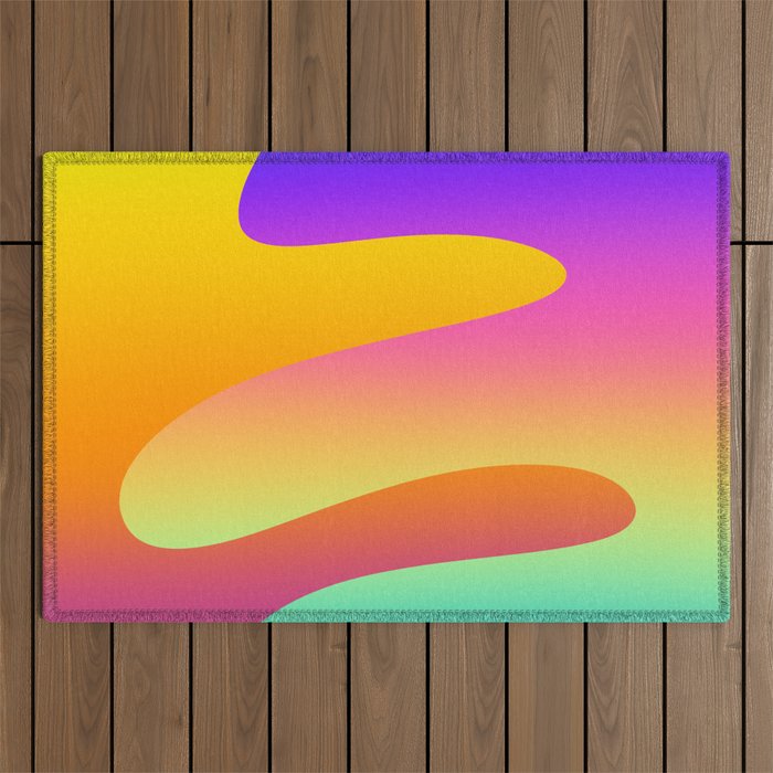 Squiggly Vibrant Gradient Design Outdoor Rug