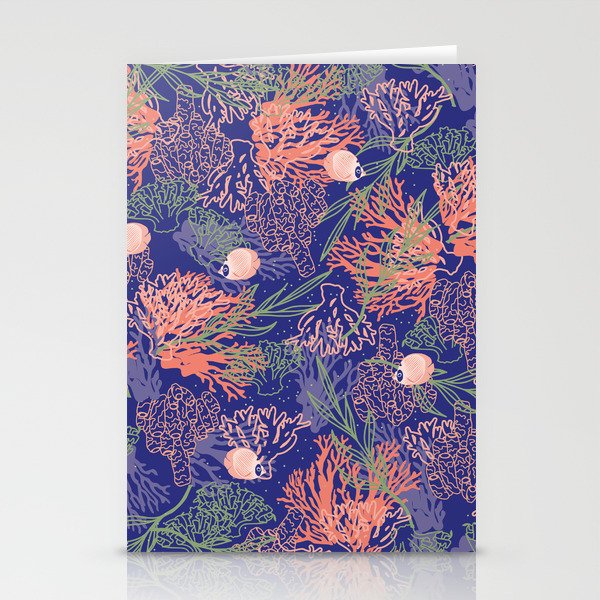 Coral Floral Stationery Cards