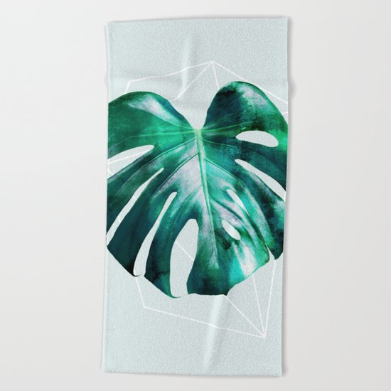 Monstera 2 Geometry Beach Towel