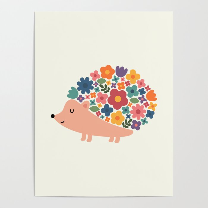 Floral Hedgehog Poster