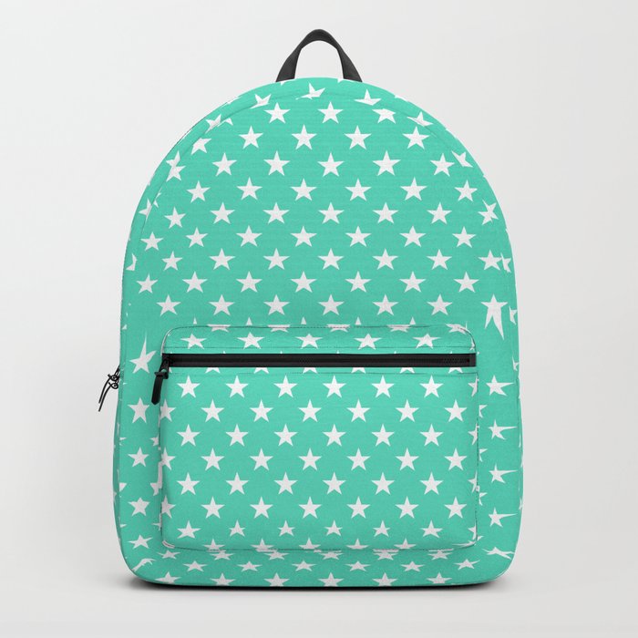 White Stars On Classic Aqua Blue Backpack by PodArtist Society6