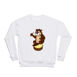 Beaver cartoon character with a toothbrush Crewneck Sweatshirt