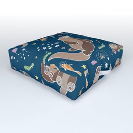 Sea Otters at Night Outdoor Floor Cushion