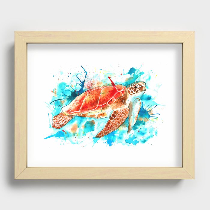 Beautiful Watercolour Turtle Recessed Framed Print