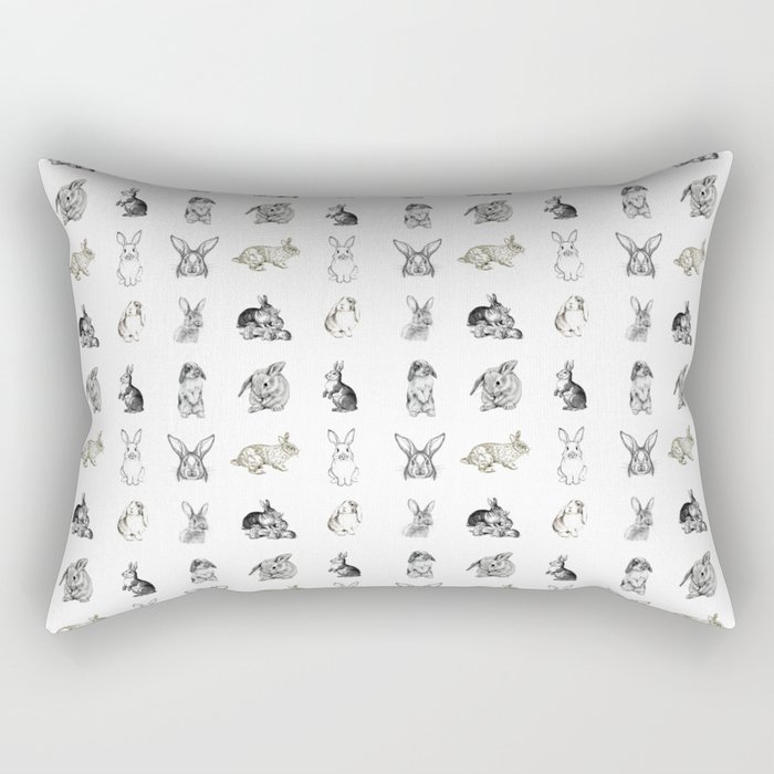 Vintage Bunny Rabbit Pattern Rectangular Pillow