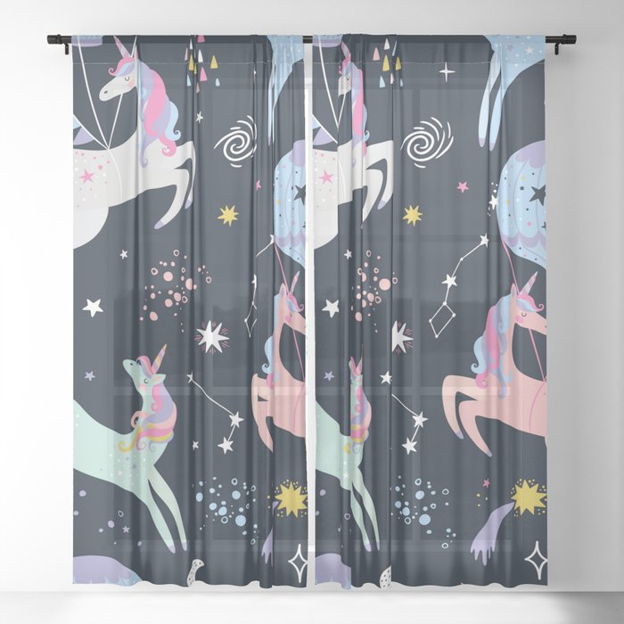 Magical Cosmic Unicorns Sheer Curtain