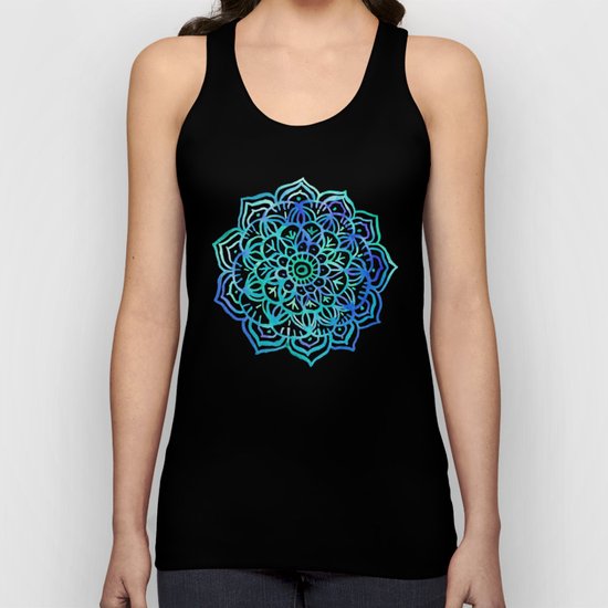 Watercolor Medallion in Ocean Colors Unisex Tank Top