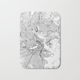 Boston White Map Bath Mat | Massachusetts, Graphicdesign, Roadmap, Art, Urban, Digital, Citymap, Graphicmap, Black and White, Poster 