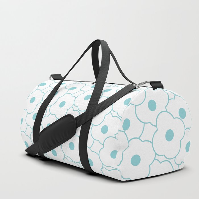 Simple Blue Pop-Art Flower Seamless Repeat Pattern Duffle Bag