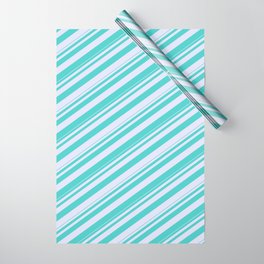 [ Thumbnail: Turquoise & Lavender Colored Lined/Striped Pattern Wrapping Paper ]