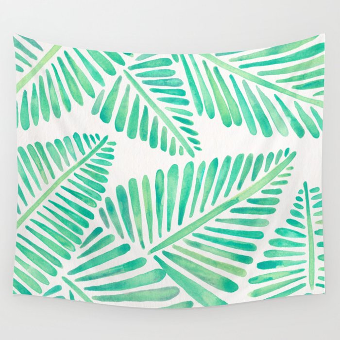 Tropical Banana Leaves – Mint Palette Wall Tapestry