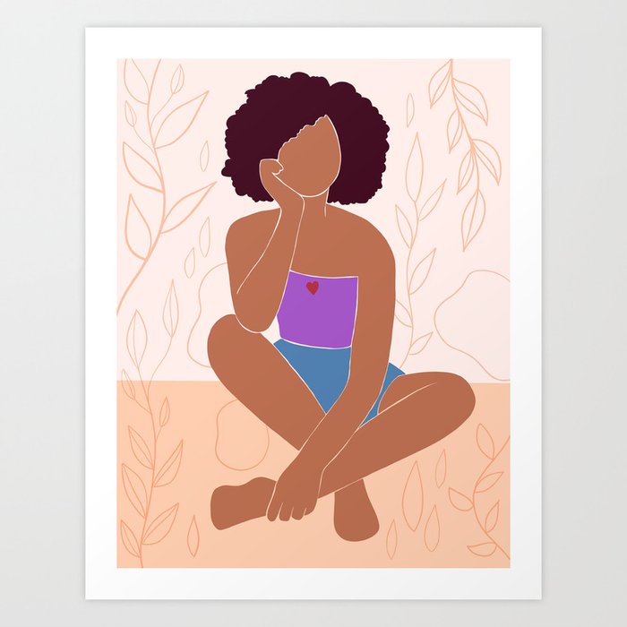 Chillin Black Woman, Natural Hair Artwork, Abstract, UNFRAMED, Minimalist  Print, Minimalist Poster Art Art Print by Nosiac Arts | Society6
