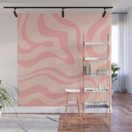 Soft Blush Pink Liquid Swirl Modern Abstract Pattern Wall Mural