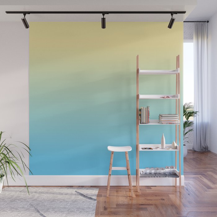 OMBRE BLUE & YELLOW PASTEL COLOR Wall Mural