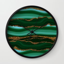 Dark Mystic Green Marble Mermaid Ocean Waves Wall Clock