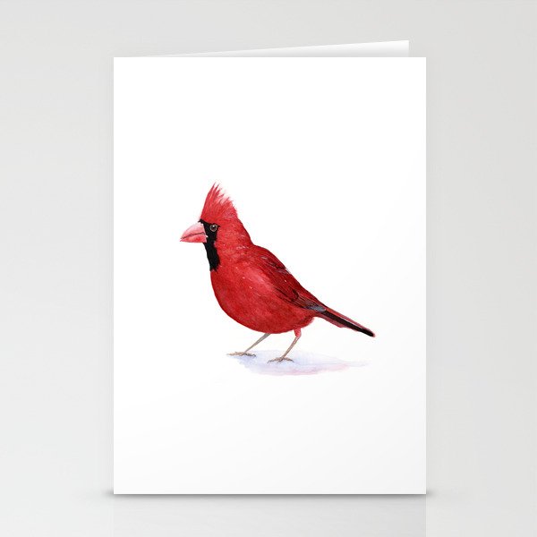 Cardinal Red Bird Watercolor Painting By Suisai Genki Stationery