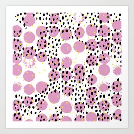 Dots and dashes pop rain colorful abstract design pink Art Print | Spot, Pop, Dots, Raw, Hot, Graphicdesign, Modern, Print, Abstract, Pattern 