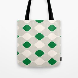 Abstract Southwest Plaid Pattern in Green and Light Grey Tote Bag