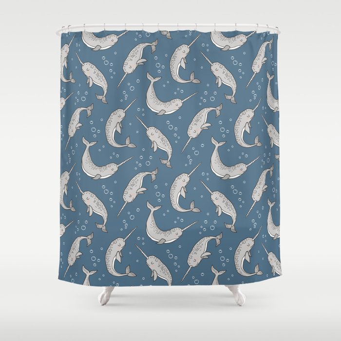 navy blue and coral shower curtain