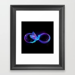 Infinity symbol with glowing hummingbird Framed Art Print