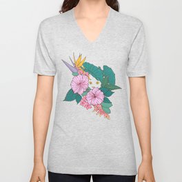 Hibiscus V Neck T Shirt