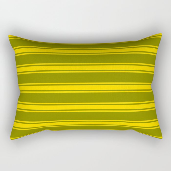 Green and Yellow Colored Pattern of Stripes Rectangular Pillow