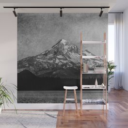 Mt Hood Black and White Vintage Nature Photography II Wall Mural