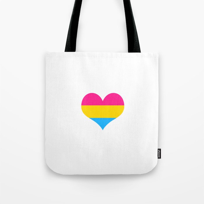 Pansexual pride flag colors in a heart shape Tote Bag