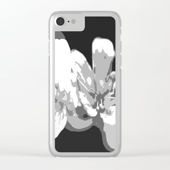 Retro Flowers in Black and White Clear iPhone Case