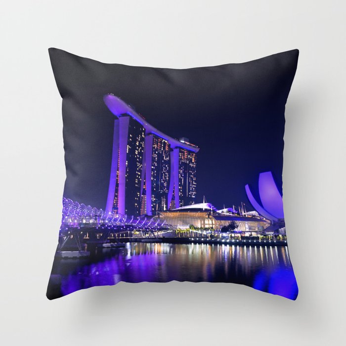 Blue Singapore by #Bizzartino Throw Pillow
