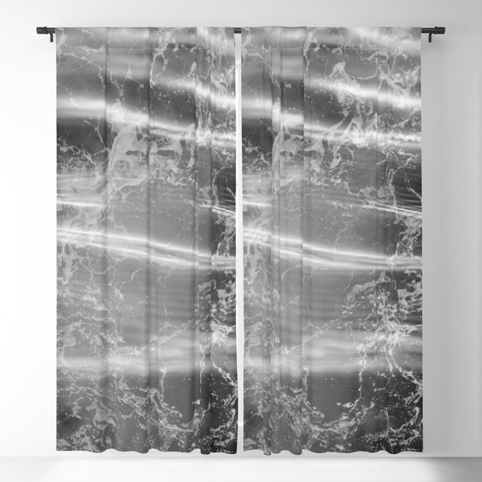 Abstract water waves black and white Blackout Curtain