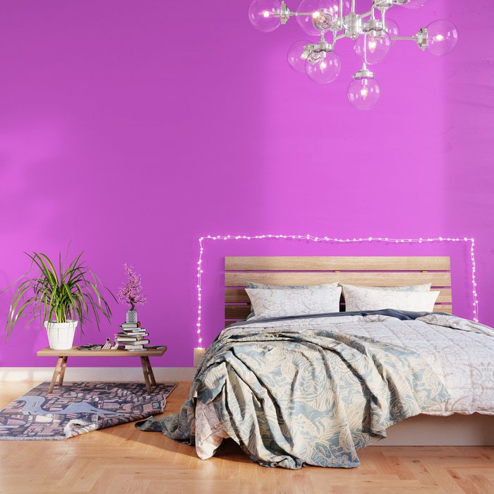 Magenta Solid Color Popular Hues Patternless Shades of Magenta Collection Hex #ff66ff Wallpaper