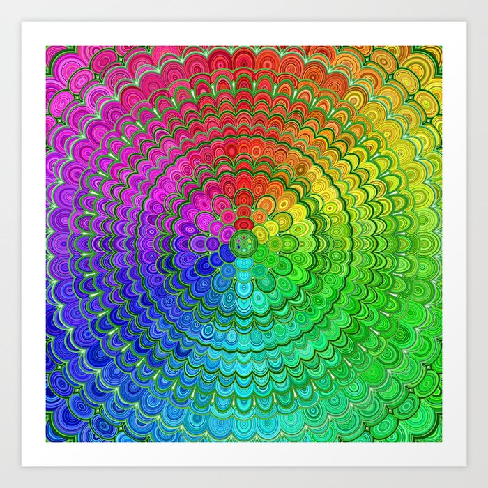 Download Rainbow Flower Mandala Art Print by davidzydd | Society6
