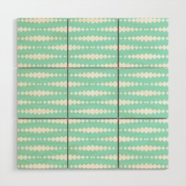 Mint Blue and White Geometric Horizontal Striped Pattern Wood Wall Art