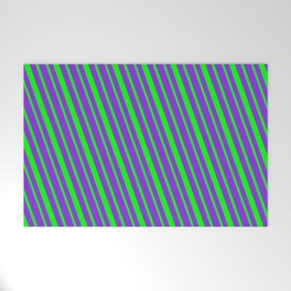 [ Thumbnail: Lime & Purple Colored Striped/Lined Pattern Welcome Mat ]